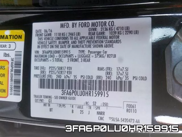 3FA6P0LU0HR159915 фото 2