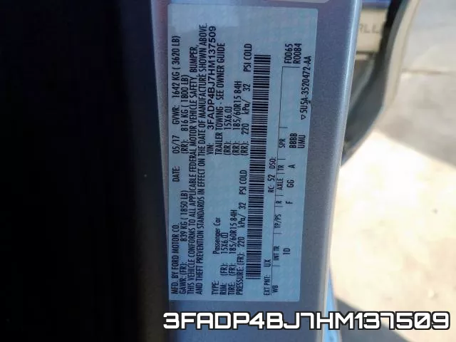 3FADP4BJ7HM137509 фото 2
