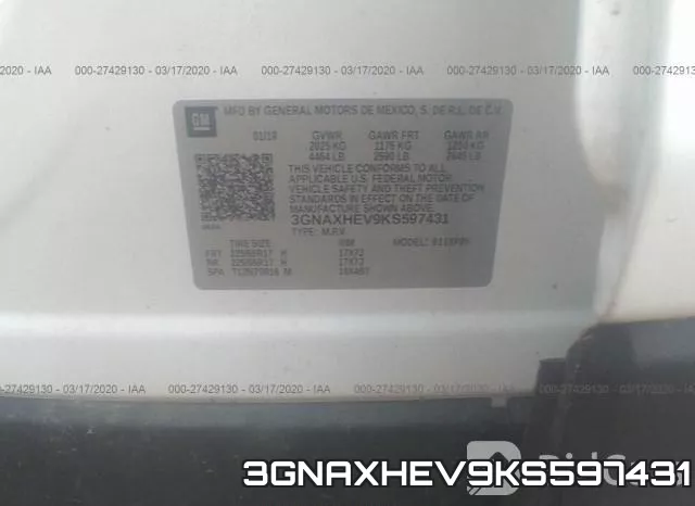3GNAXHEV9KS597431 фото 10
