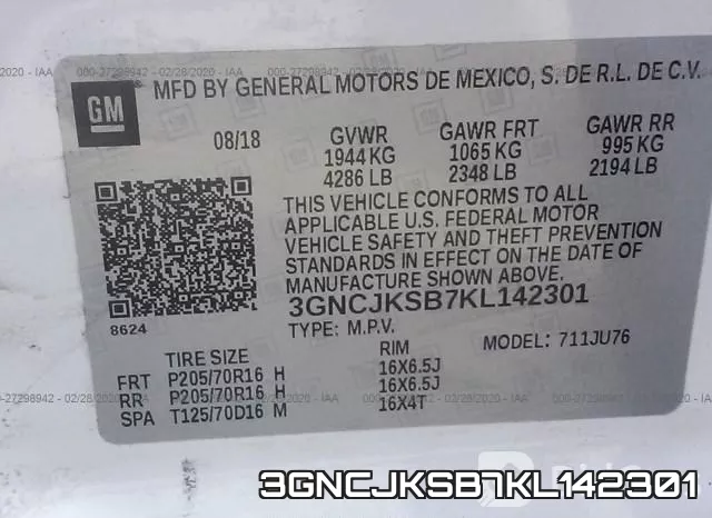 3GNCJKSB7KL142301 фото 10