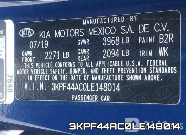 3KPF44AC0LE148014 фото 10