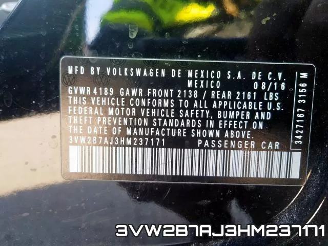 3VW2B7AJ3HM237171 фото 2