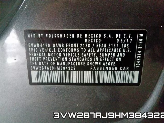3VW2B7AJ9HM384322 фото 2