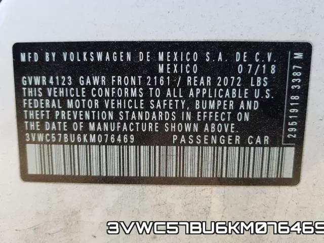 3VWC57BU6KM076469 фото 2