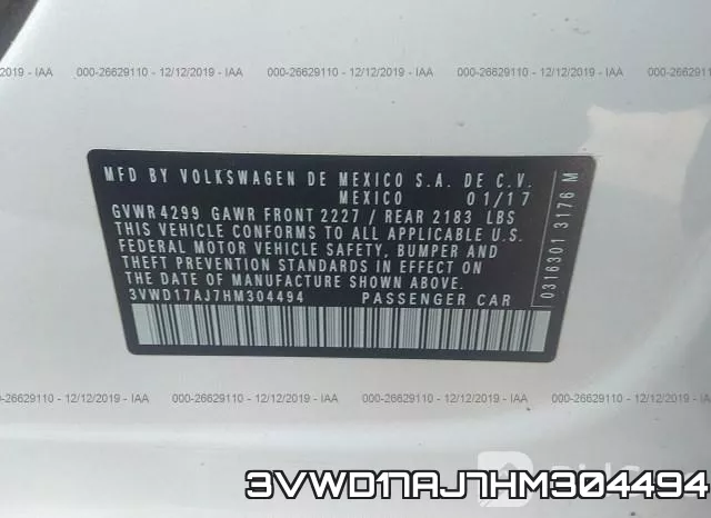 3VWD17AJ7HM304494 фото 10