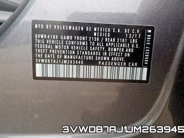3VWDB7AJ1JM263945 фото 2