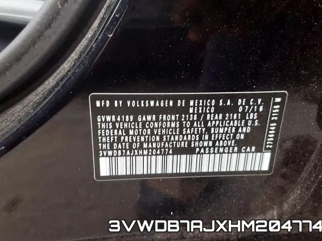 3VWDB7AJXHM204774 фото 2