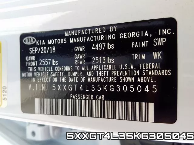 5XXGT4L35KG305045 фото 2