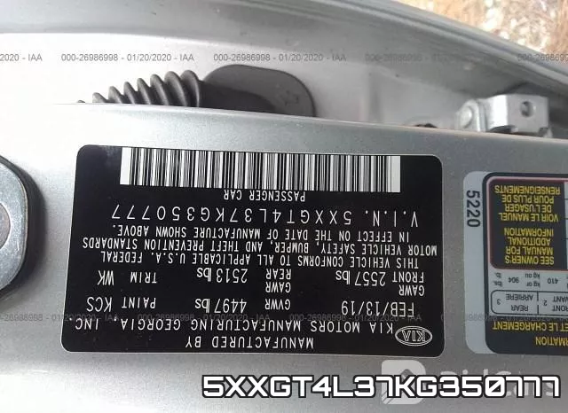 5XXGT4L37KG350777 фото 10