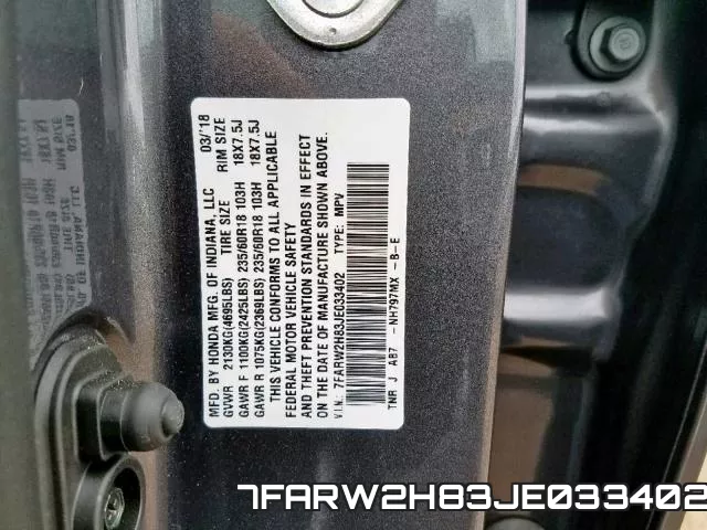 7FARW2H83JE033402 фото 2