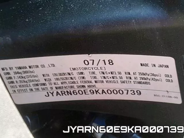 JYARN60E9KA000739 фото 2