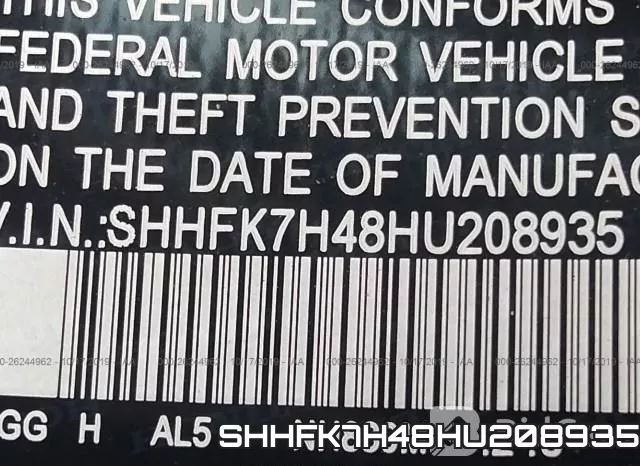 SHHFK7H48HU208935 фото 10