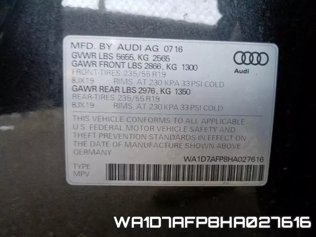 WA1D7AFP8HA027616 фото 2
