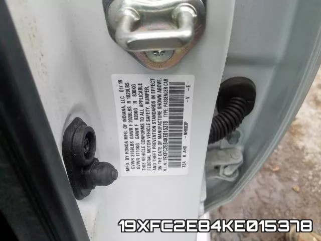 19XFC2E84KE015378 фото 2