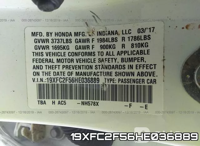 19XFC2F56HE036889 фото 10