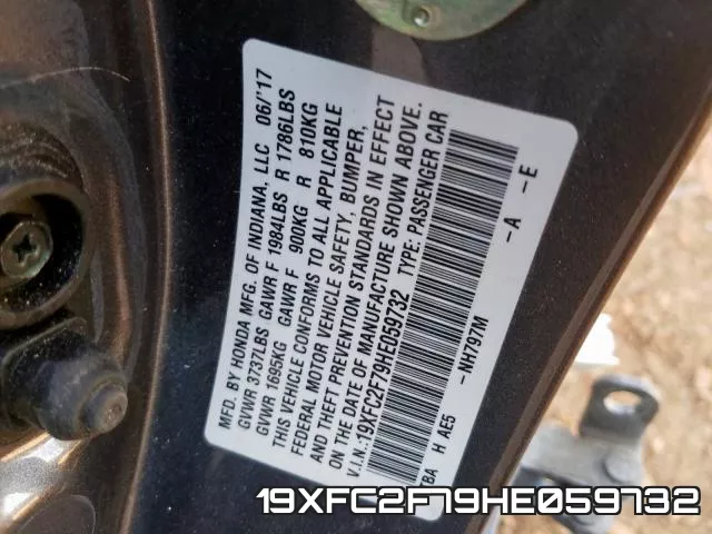 19XFC2F79HE059732 фото 2