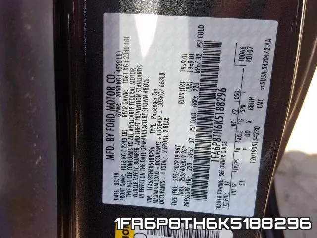 1FA6P8TH6K5188296 фото 2