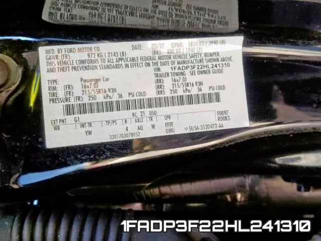 1FADP3F22HL241310 фото 2