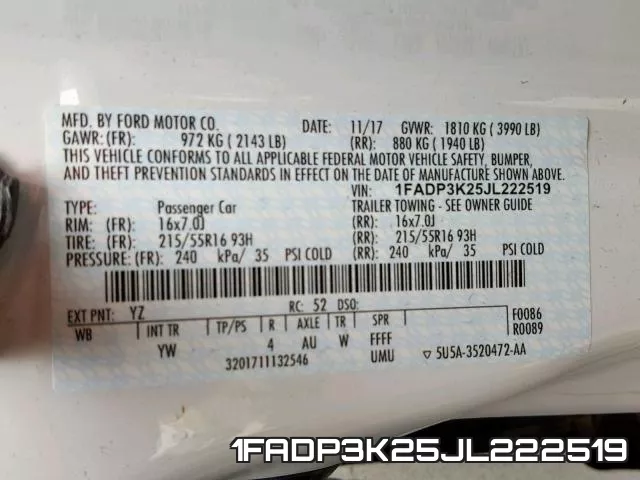 1FADP3K25JL222519 фото 2