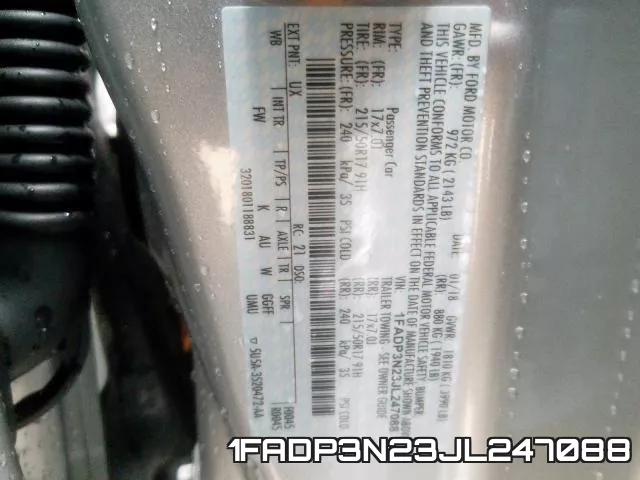 1FADP3N23JL247088 фото 2