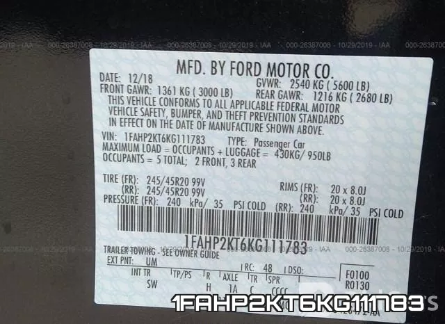 1FAHP2KT6KG111783 фото 10