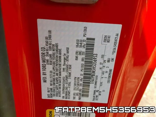 1FATP8EM5H5356953 фото 2