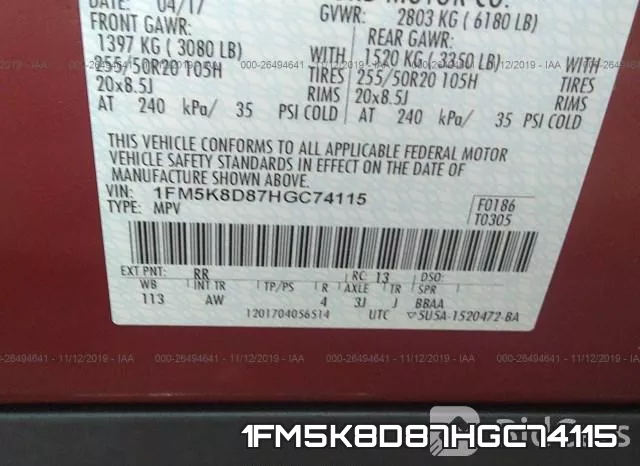 1FM5K8D87HGC74115 фото 10