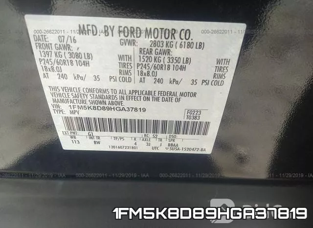 1FM5K8D89HGA37819 фото 10