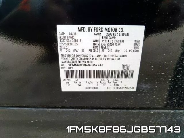 1FM5K8F86JGB57743 фото 2