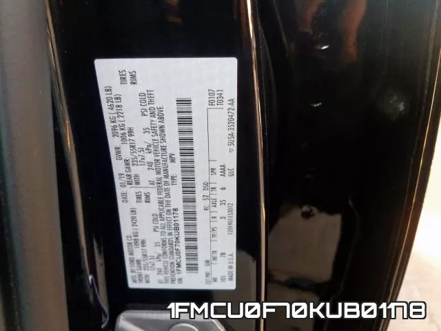 1FMCU0F70KUB01178 фото 2