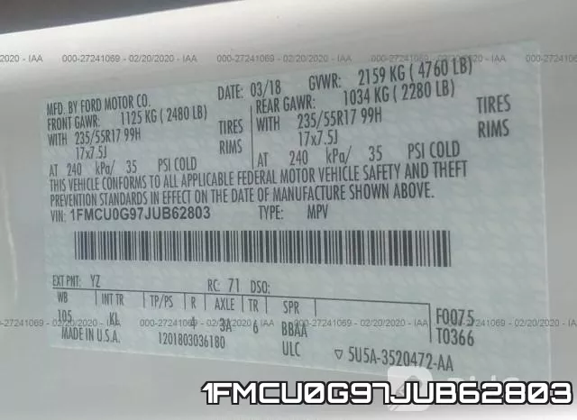 1FMCU0G97JUB62803 фото 10