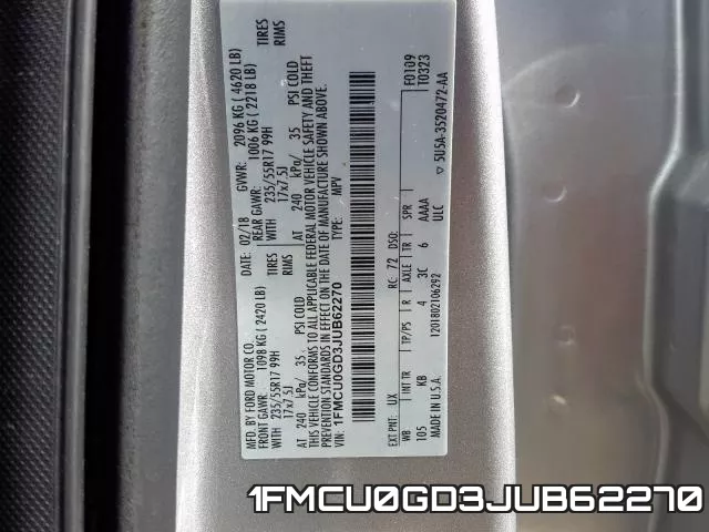 1FMCU0GD3JUB62270 фото 2