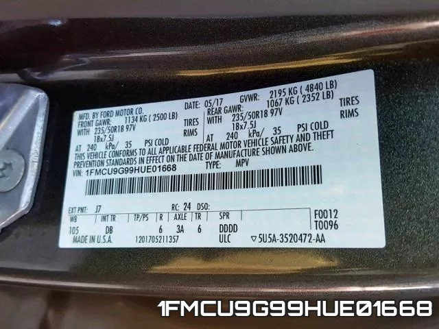 1FMCU9G99HUE01668 фото 2
