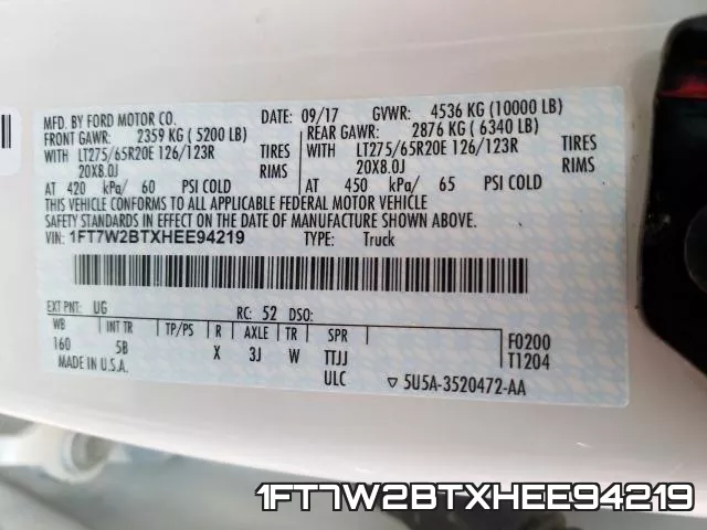 1FT7W2BTXHEE94219 фото 2