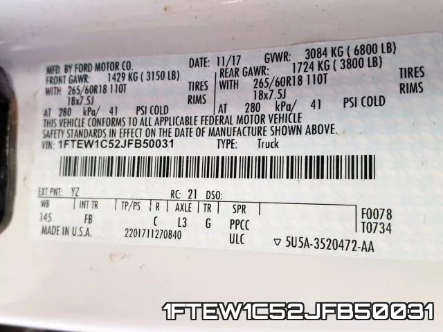 1FTEW1C52JFB50031 фото 2