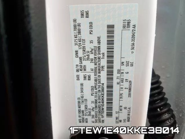 1FTEW1E40KKE38014 фото 2