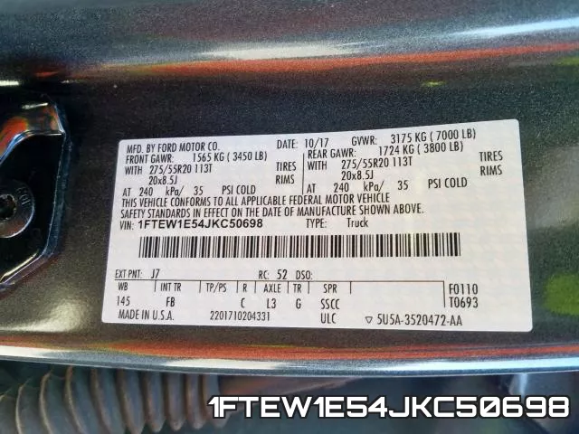 1FTEW1E54JKC50698 фото 2