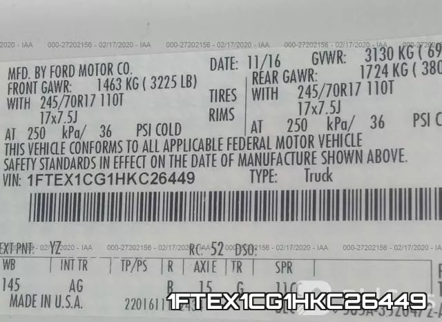 1FTEX1CG1HKC26449 фото 10