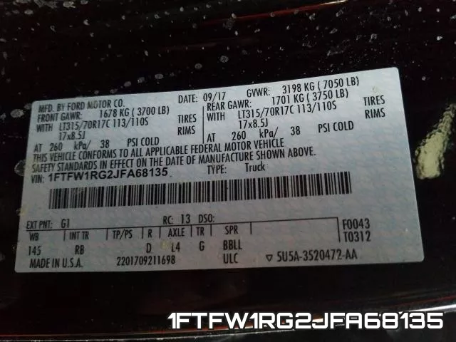 1FTFW1RG2JFA68135 фото 2