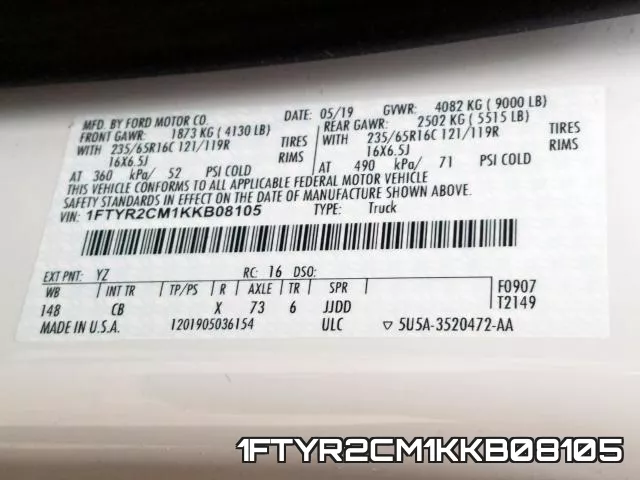 1FTYR2CM1KKB08105 фото 2