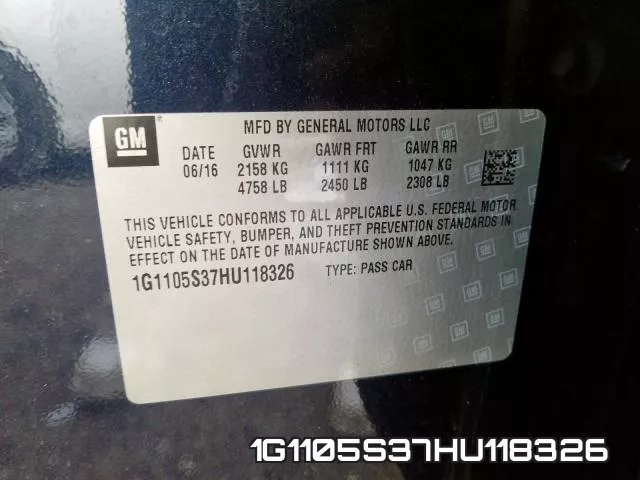 1G1105S37HU118326 фото 2