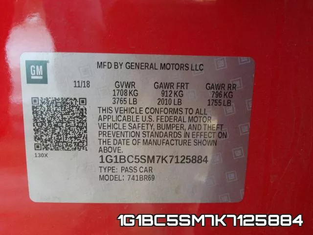 1G1BC5SM7K7125884 фото 2
