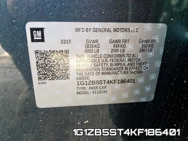 1G1ZB5ST4KF186401 фото 2