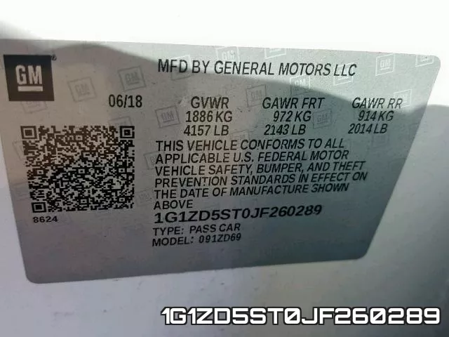 1G1ZD5ST0JF260289 фото 2