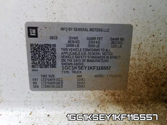 1GC1KSEY1KF116557 фото 2