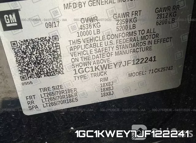 1GC1KWEY7JF122241 фото 10