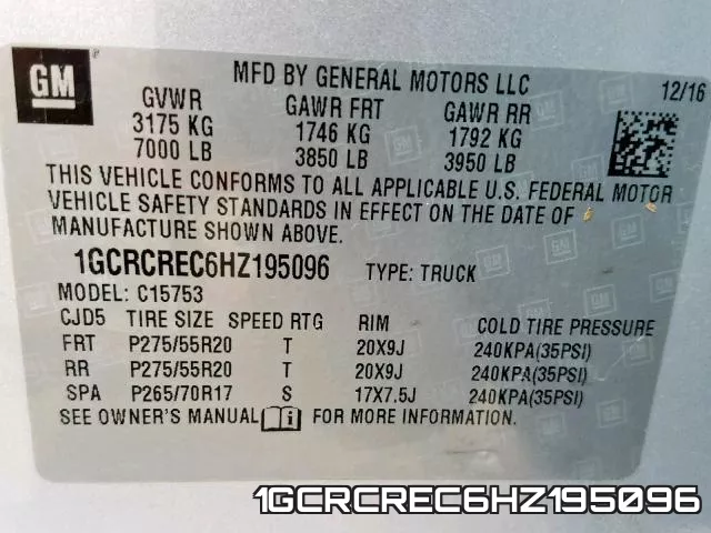 1GCRCREC6HZ195096 фото 2