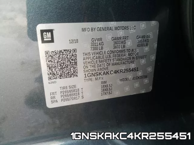 1GNSKAKC4KR255451 фото 2