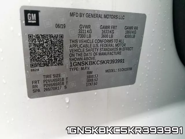 1GNSKBKC5KR393991 фото 2