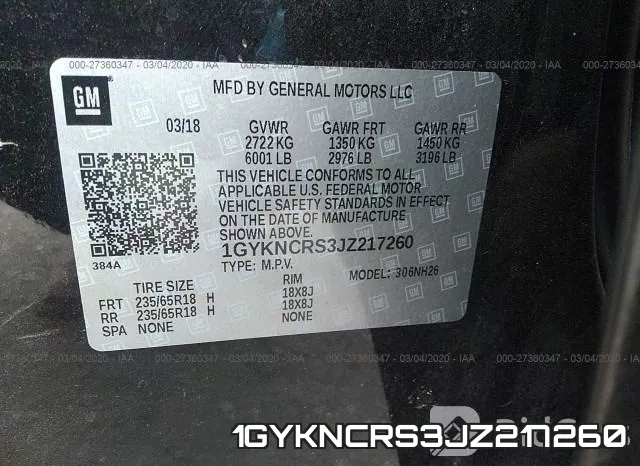 1GYKNCRS3JZ217260 фото 10